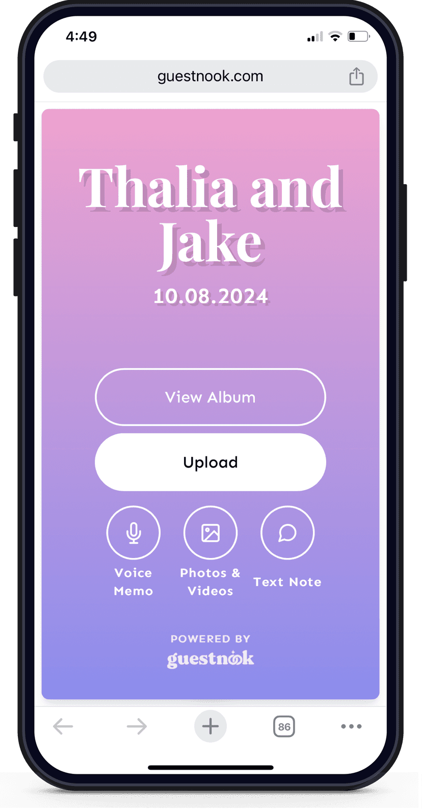 Image of a phone demonstrating the app